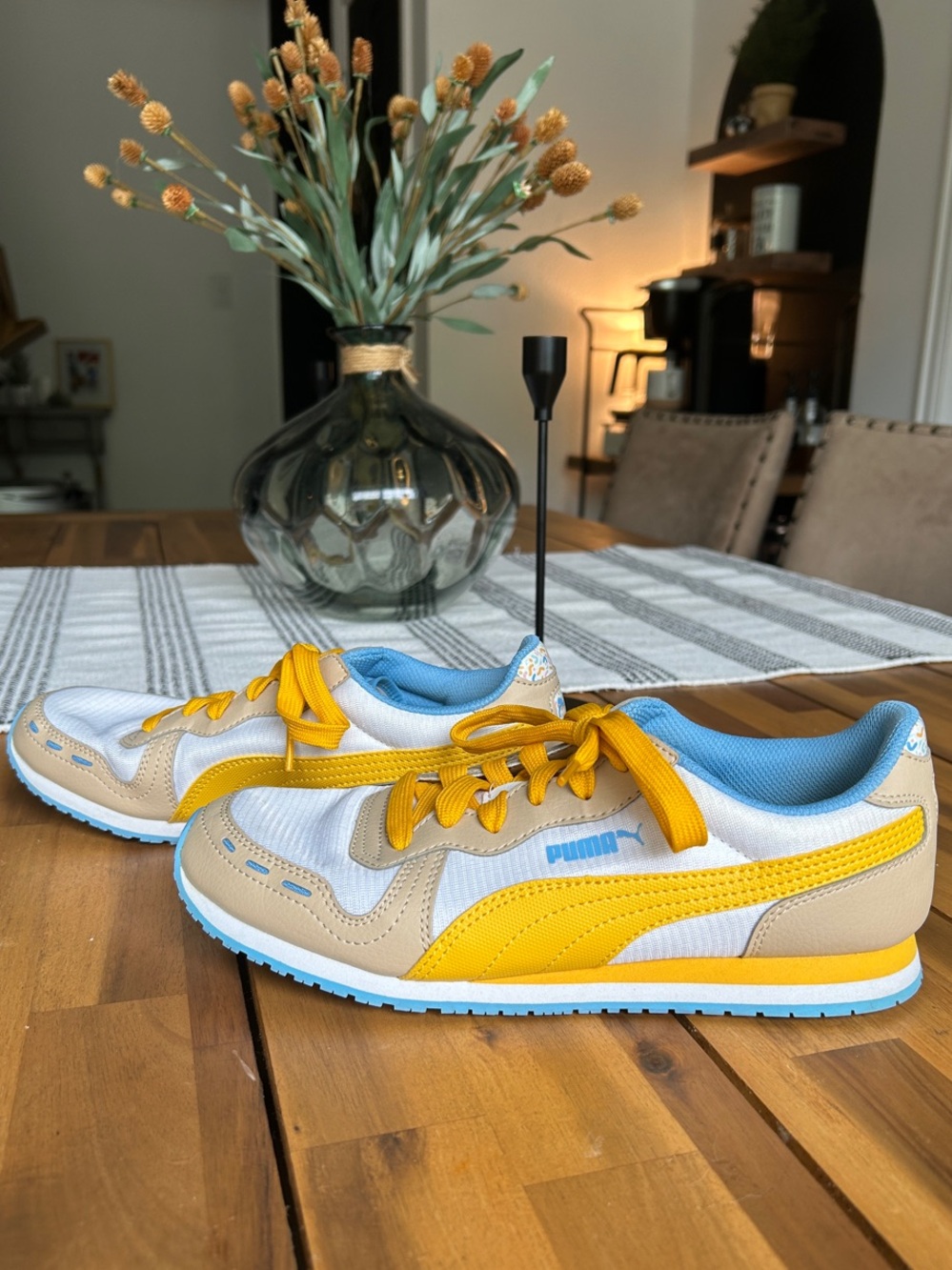 Puma women's Yellow & Blue Cabana Run Athletic Sneakers